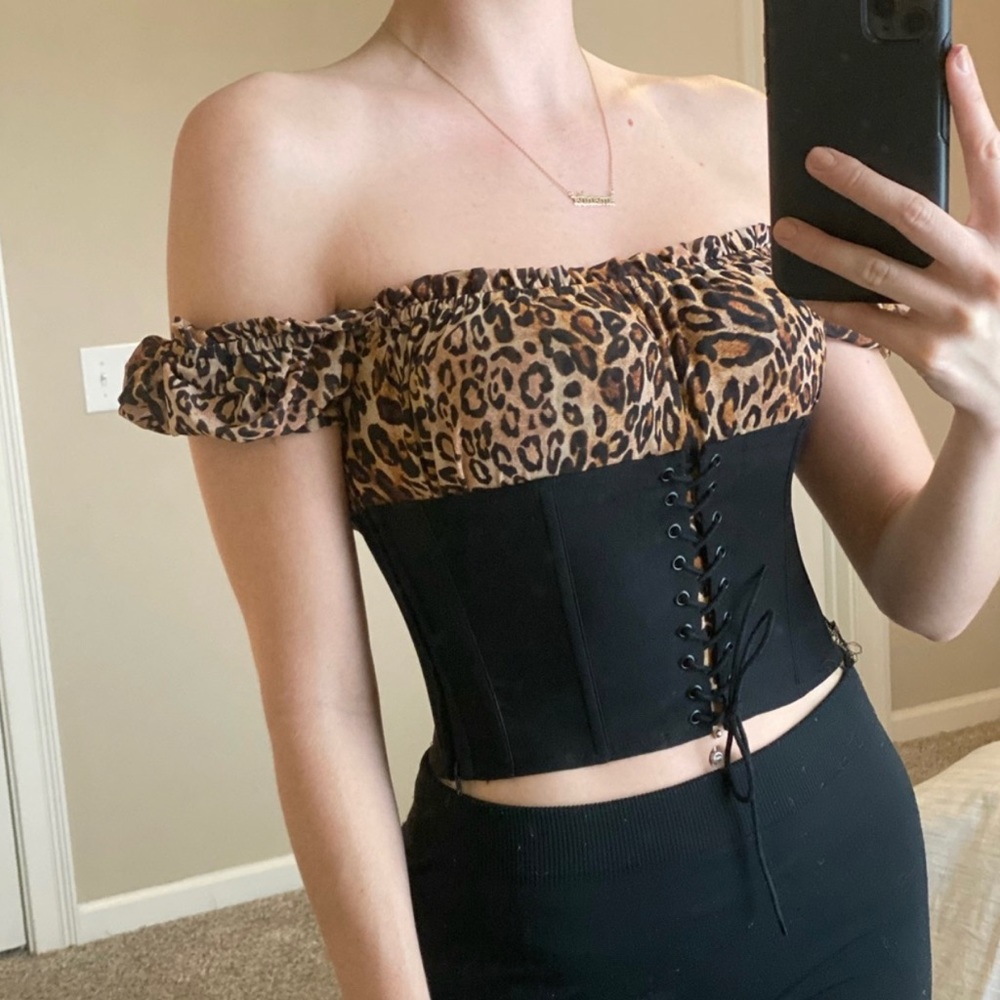I.AM.GIA cheetah corset top
